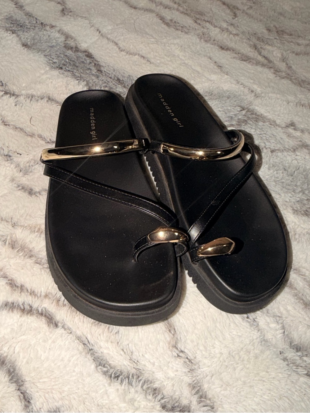 Madden Girl Black Sandals with Gold Accents - Picture 5 of 5